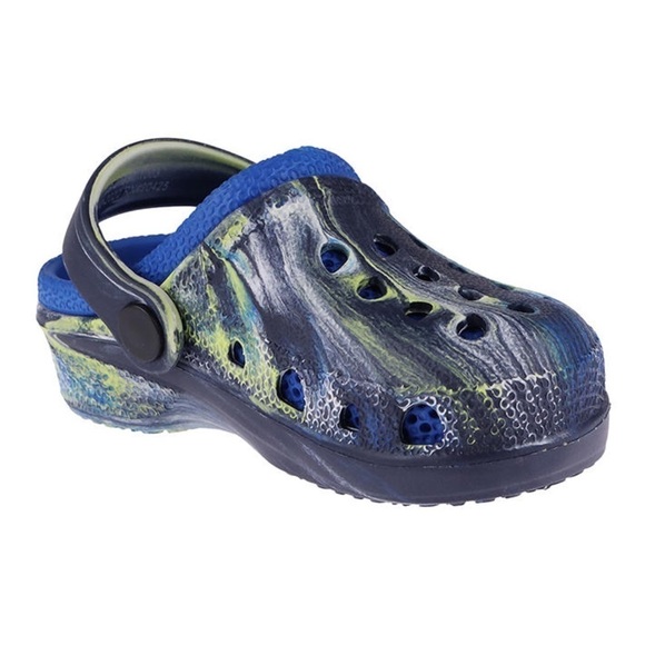 Navy & Black Tie-Dye Swirl Heel-Strap Clog Beach Travel Swim Shoes - Picture 4 of 6